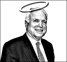HALO EFFECT: McCain's transition to maverick hasn't gone over well with the press, but they still love him in NH.